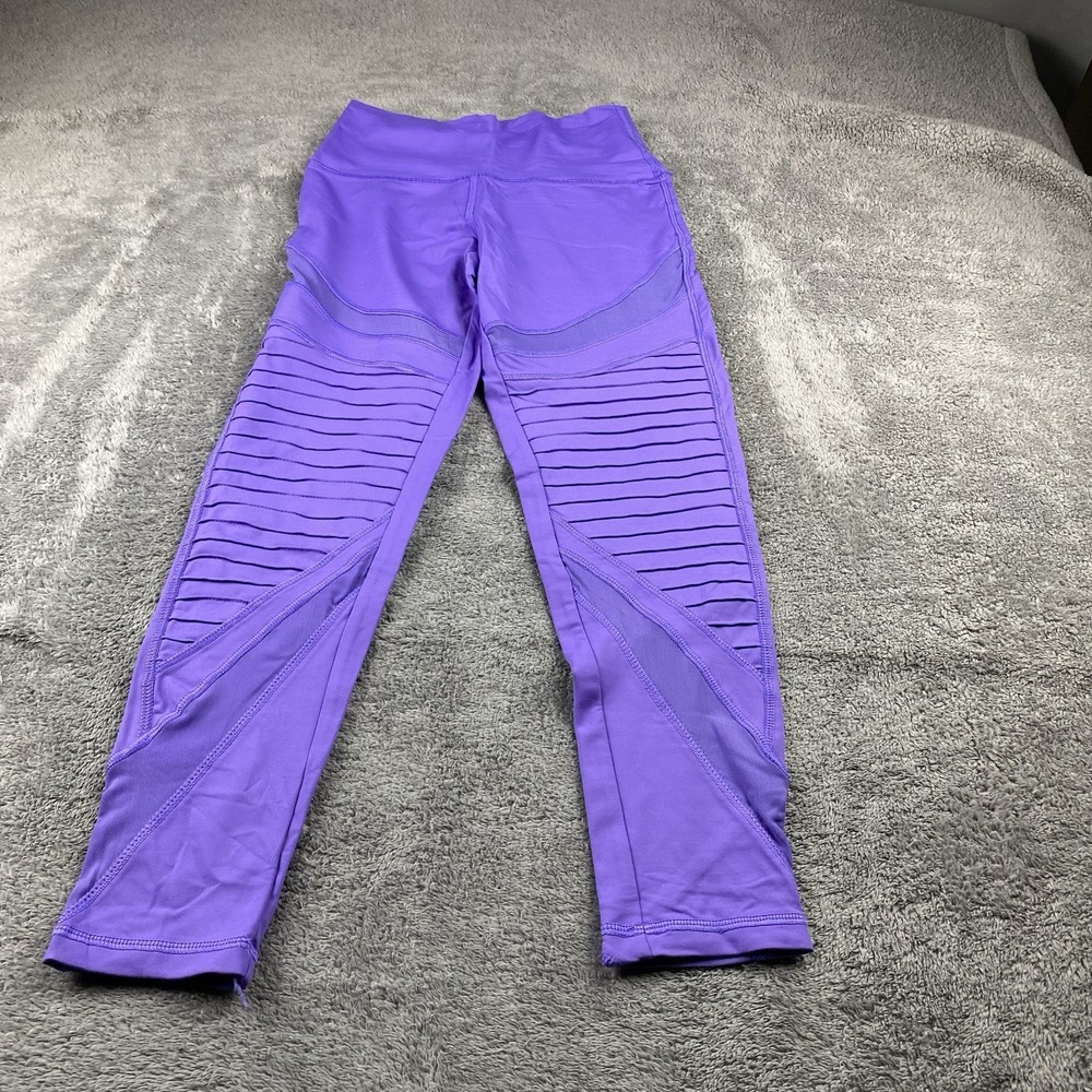 Aerie Move Mesh Moto Leggings Women Small Lavender Purple Athletic Crop